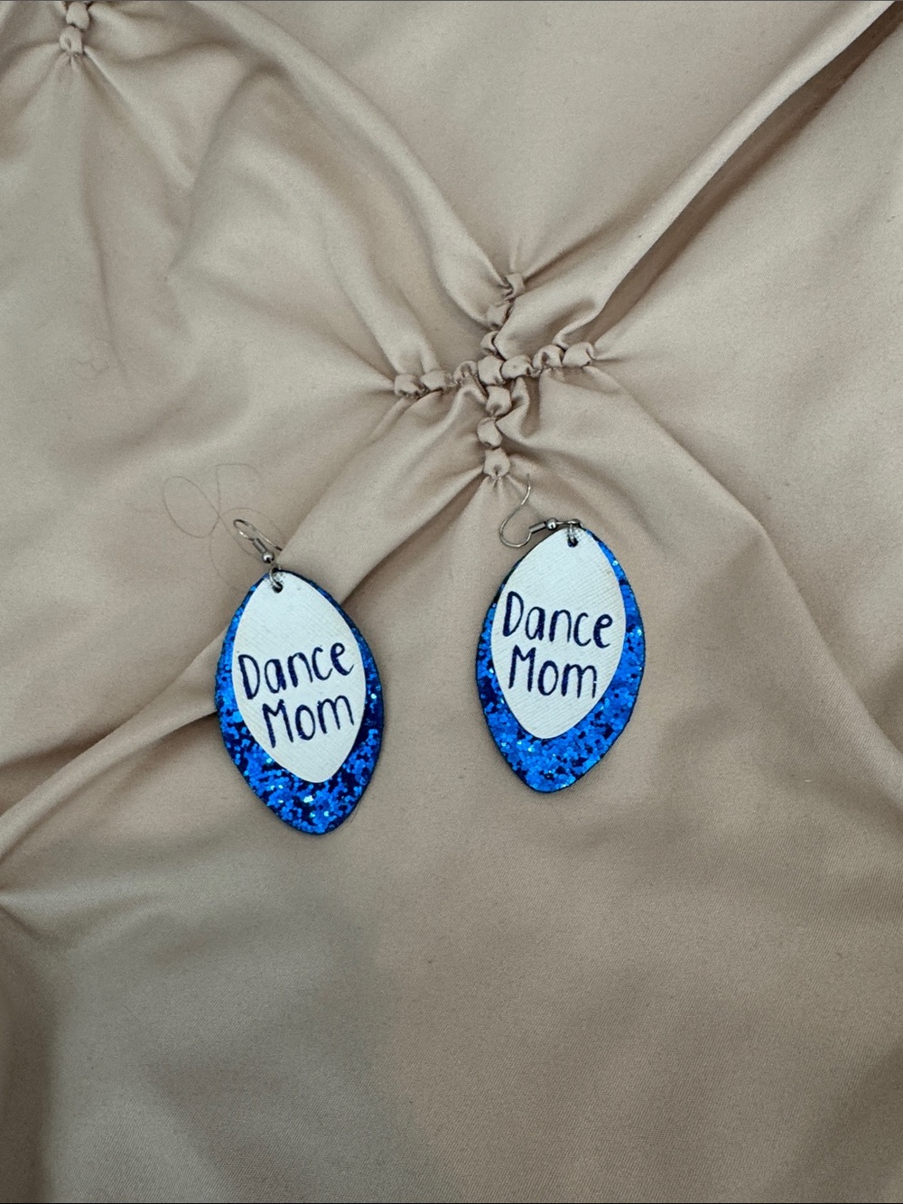 Dance Mom Blue Glitter leather Statement Earrings - Home Holiday